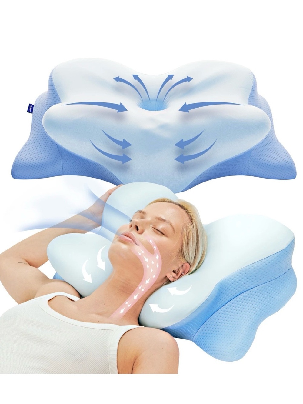 Derila Ergo Cervical Neck Pillow - Memory Foam Pillows for Back & Side Sleepers